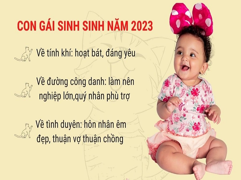 Bé gái sinh năm 2023 sẽ thuộc vào mệnh gì